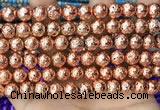 CLV532 15.5 inches 6mm round plated lava beads wholesale