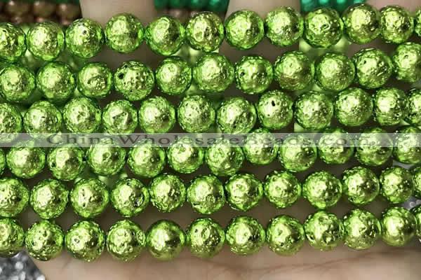 CLV556 15.5 inches 10mm round plated lava beads wholesale