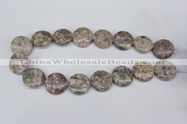 CMB12 15.5 inches 25mm flat round natural medical stone beads