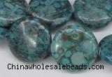 CMB43 15.5 inches 20mm flat round dyed natural medical stone beads