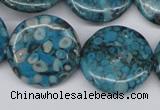 CMB44 15.5 inches 25mm flat round dyed natural medical stone beads