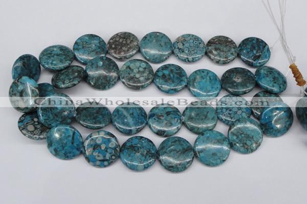 CMB44 15.5 inches 25mm flat round dyed natural medical stone beads