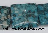 CMB55 15.5 inches 30*30mm square dyed natural medical stone beads