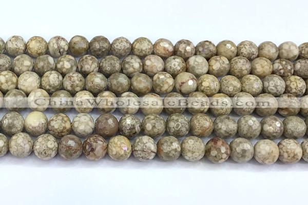 CMB61 15 inches 8mm faceted round medical stone beads