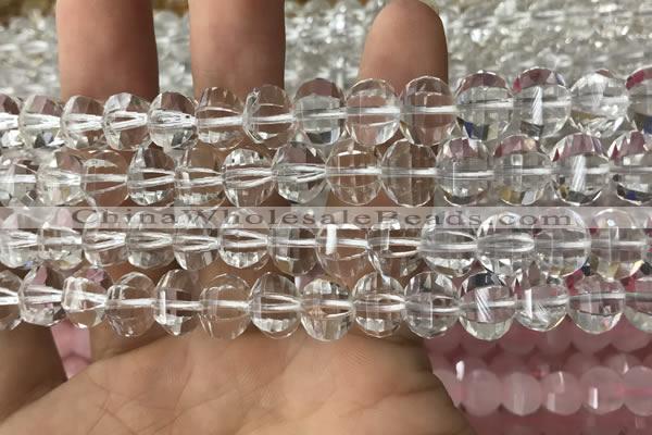 CME200 15.5 inches 7*9mm - 8*10mm pumpkin white crystal beads