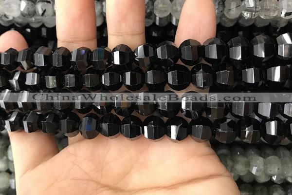 CME213 15.5 inches 7*9mm - 8*10mm pumpkin black quartz beads