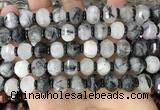 CME302 15.5 inches 8*11mm - 9*12mm pumpkin black rutilated quartz beads
