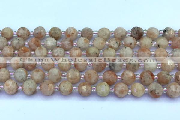 CME347 15 inches 8mm pumpkin sunstone beads