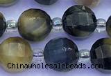 CME352 15 inches 8mm pumpkin golden & blue tiger eye beads