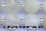 CME357 15 inches 10mm pumpkin white moonstone beads