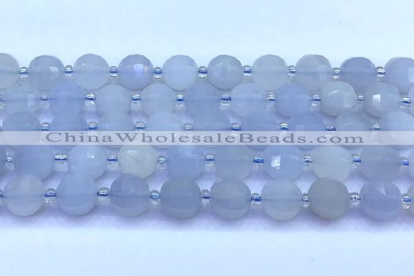 CME358 15 inches 10mm pumpkin blue chalcedony beads