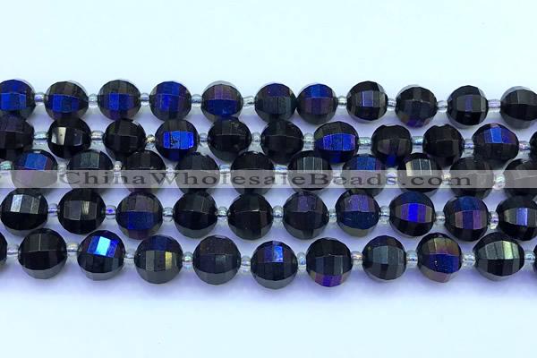 CME376 15 inches 10mm pumpkin AB-color black agate beads