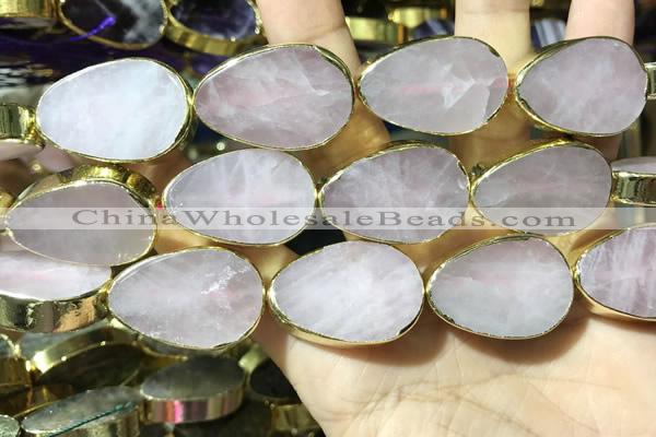 CME506 12 inches 18*28mm - 20*30mm flat teardrop rose quartz beads