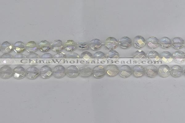 CME60 15.5 inches 10mm faceted coin plated white crystal beads