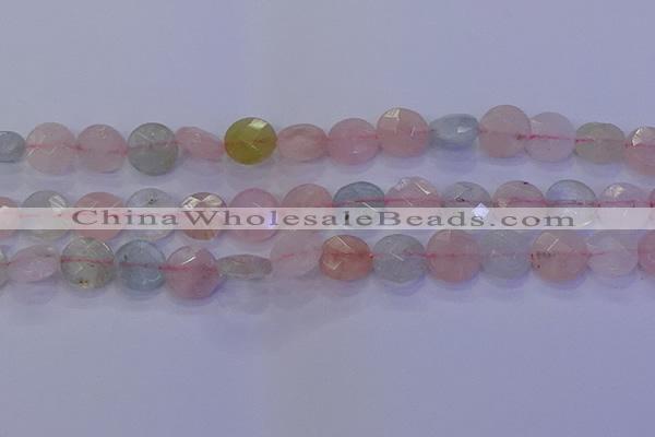 CMG253 15.5 inches 10mm faceted coin morganite beads