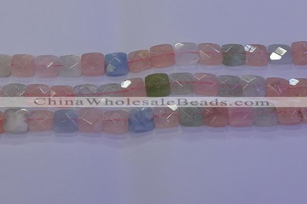 CMG260 15.5 inches 12*12mm faceted square morganite beads