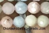 CMG322 15.5 inches 8mm faceted round morganite gemstone beads