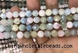 CMG346 15.5 inches 8mm faceted round morganite beads wholesale