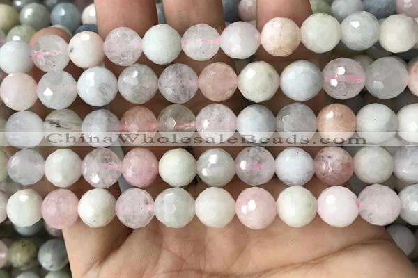 CMG380 15.5 inches 10mm faceted round morganite gemstone beads