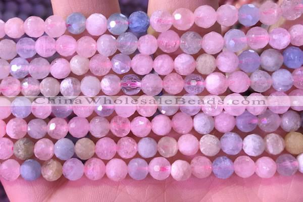 CMG397 15.5 inches 5mm faceted round morganite beads wholesale