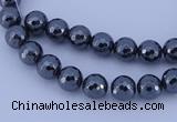 CMH02 16 inches 4mm faceted round magnetic hematite beads