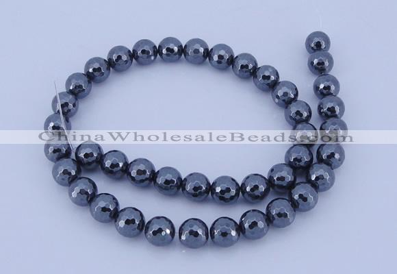 CMH03 16 inches 6mm faceted round magnetic hematite beads