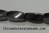 CMH152 15.5 inches 5*11mm twisted rice magnetic hematite beads