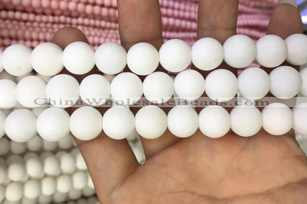 CMJ804 15.5 inches 12mm round matte Mashan jade beads wholesale