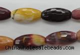 CMK131 15.5 inches 10*20mm faceted rice mookaite beads wholesale