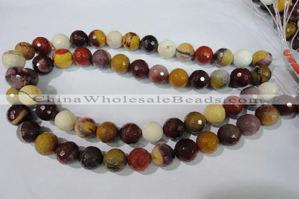 CMK215 15.5 inches 14mm faceted round mookaite gemstone beads