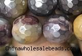 CMK340 15.5 inches 10mm faceted round AB-color mookaite beads