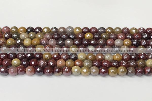 CMK355 15 inches 6mm faceted round AB-color mookaite beads