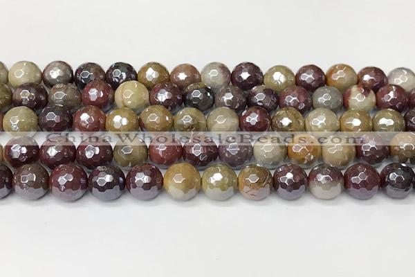 CMK357 15 inches 10mm faceted round AB-color mookaite beads