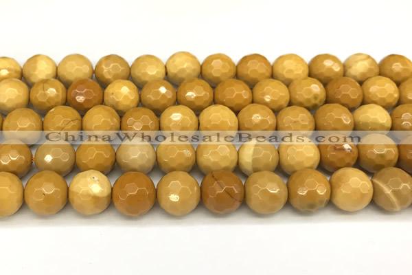 CMK366 15 inches 8mm faceted round yellow mookaite beads