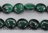 CMN100 15.5 inches 14mm flat round natural malachite beads wholesale