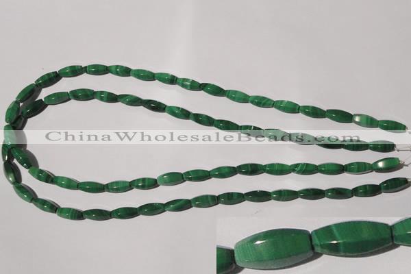 CMN224 15.5 inches 5*12mm faceted rice natural malachite beads