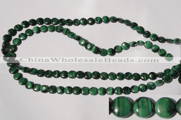 CMN251 15.5 inches 8mm flat round natural malachite beads wholesale