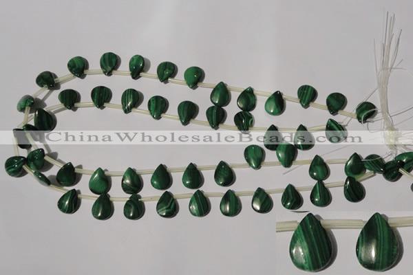 CMN320 Top-drilled 8*12mm flat teardrop natural malachite beads