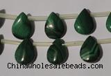 CMN321 Top-drilled 10*14mm flat teardrop natural malachite beads