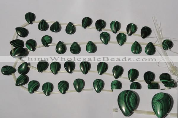 CMN322 Top-drilled 12*16mm flat teardrop natural malachite beads