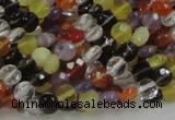 CMQ16 15.5 inches 6mm faceted coin multicolor quartz beads