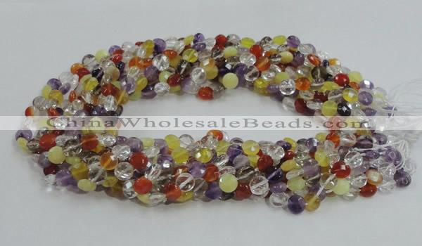 CMQ17 15.5 inches 8mm faceted coin multicolor quartz beads
