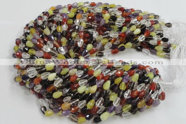 CMQ20 15.5 inches 8*10mm faceted teardrop multicolor quartz beads