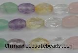 CMQ250 15.5 inches 8*12mm faceted rice multicolor quartz beads