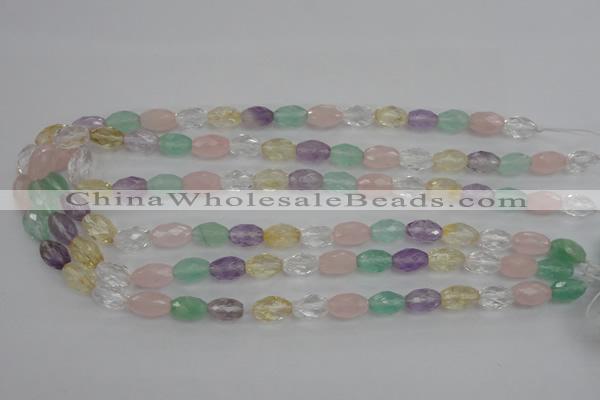 CMQ250 15.5 inches 8*12mm faceted rice multicolor quartz beads