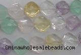 CMQ254 15.5 inches 10*10mm faceted diamond multicolor quartz beads