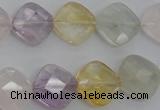 CMQ255 15.5 inches 14*14mm faceted diamond multicolor quartz beads