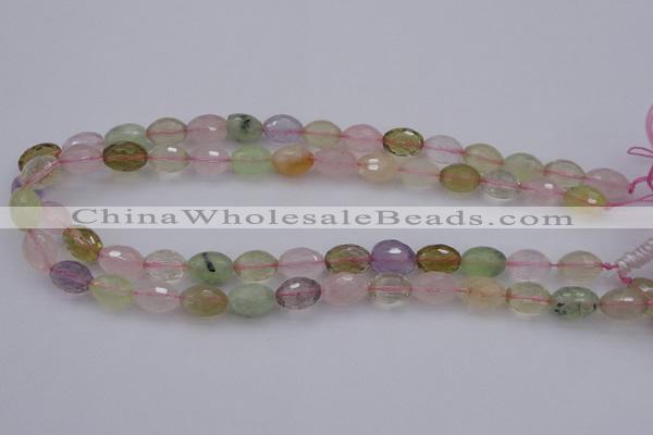 CMQ318 15.5 inches 10*14mm faceted rice mixed quartz beads