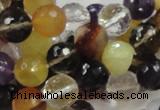 CMQ33 15.5 inches 10mm faceted round multicolor quartz beads