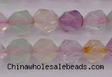 CMQ368 15.5 inches 10mm faceted nuggets mixed quartz beads